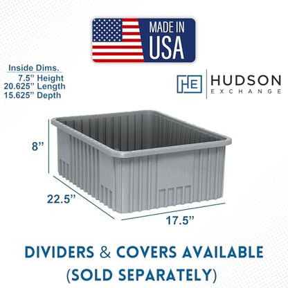 Hudson Exchange 22.5 x 17.5 x 8" Customizable Divider Grid Box Container Tote, Gray - color: Gray, size: 1 Pack