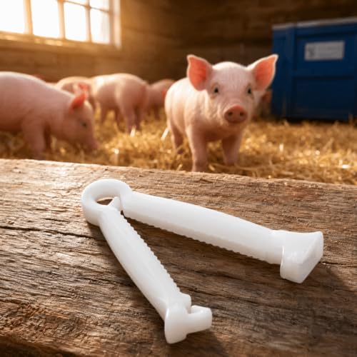 200 Pcs Pig Umbilical Cord Clips, PVC Livestock Navel Closure Clamps, White 1.77 in, for Veterinary Breeding