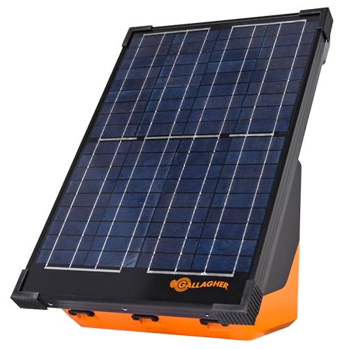 Gallagher S200 Solar Electric Fence Charger | 2.0 Joule Solar Powered Fence Energizer | Two Power Modes for Wildlife Deterrence and Livestock Containment | Solar Batteries and Leadsets Included
