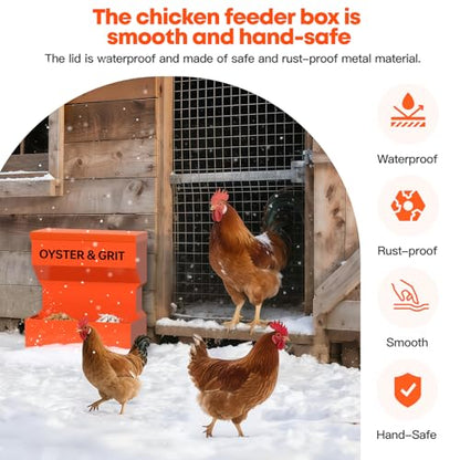 CHUANGFENG Chicken Feeder – Wall Mounted Metal Oyster Shell & Grit Feeder for Chickens, Heavy Duty Coop Feeder with Rust-Resistant Steel, Ideal for Backyard Poultry & Small Farms