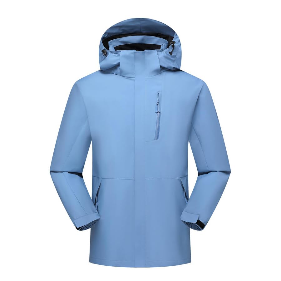 Men's Waterproof Shell Jacket, Lightweight Windbreaker Raincoat, Outdoor Trench Coat - color: Skyblue, size: Large