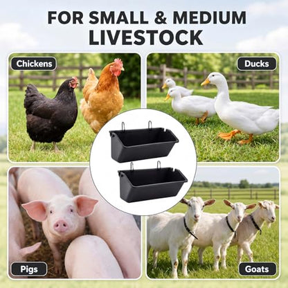 Wenqik 10 Pack Chicken Feeder,5 Quart Hanging Goat Waterer,Black - color: Black