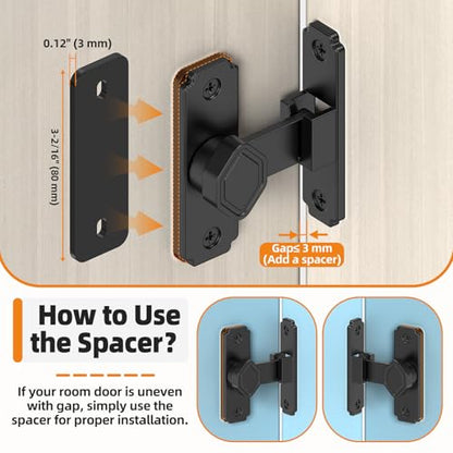 Sliding Barn Door Lock, 90 Degree Flip Security Gate Latch - color: Black-4 Pcs