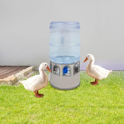 5 Gallon Heated Chicken Waterer with LED Screen, 80W Automatic Poultry Water Heater for 32℉-122℉ Adjustable Temperature, 9 Drinking Windows, Stainless Steel Heated Water Bowl for Winter