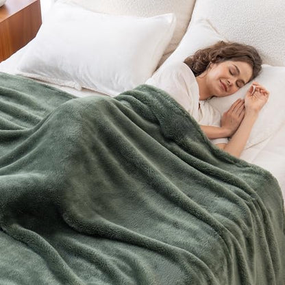 Berkshire Blanket Classic Extra-Fluffy™ Plush Blanket King Size, Soft Fuzzy Fluffy Long Hair Blanket for Couch Sofa Bed, Dark Sage Green, 90x108 Inches - color: Dark Sage Green, size: King/Cal King