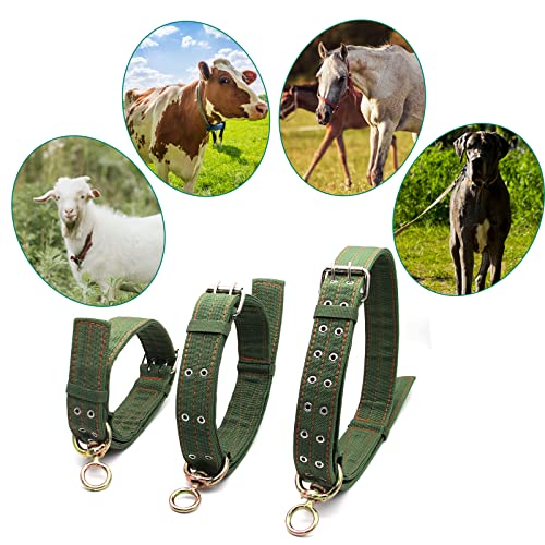 Adjustable Cow Collar,56 inch Four-Layer Thickened Canvas Cattle Neck Collar with 2-Rows Metal Buckle,Neck Strap for Cattle,Goat,Horse,Large Dog (Large) - size: Large
