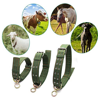 Adjustable Cow Collar,56 inch Four-Layer Thickened Canvas Cattle Neck Collar with 2-Rows Metal Buckle,Neck Strap for Cattle,Goat,Horse,Large Dog (Large) - size: Large