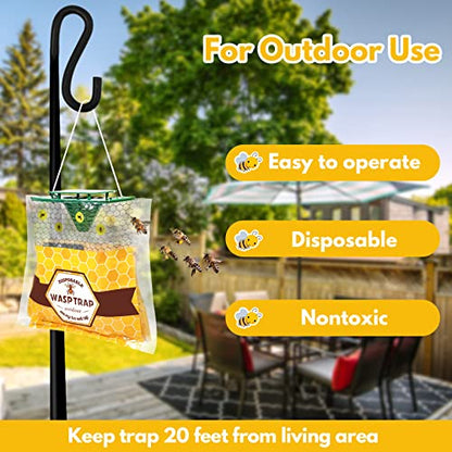 6 Pack Disposable Wasp Traps Outdoor Hanging, Bee Bags Traps for Outside - size: 6 Pack-A2
