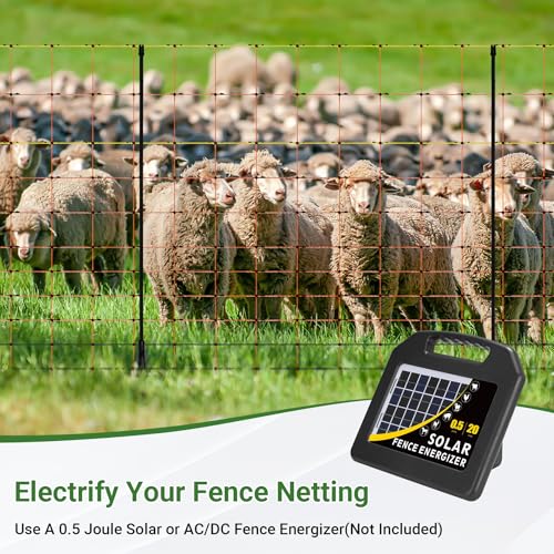 Electric Fence Netting 48"H x 164'L | with Posts and Double-Spiked Stakes, Portable Livestock Nets for Backyards, Homesteads, Gardens, Farms, and Ranches - size: 48"H x 164'L