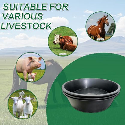 3 Pack Rubber Feed Pan,Heavy Duty Horse Water Bowl for Livestock