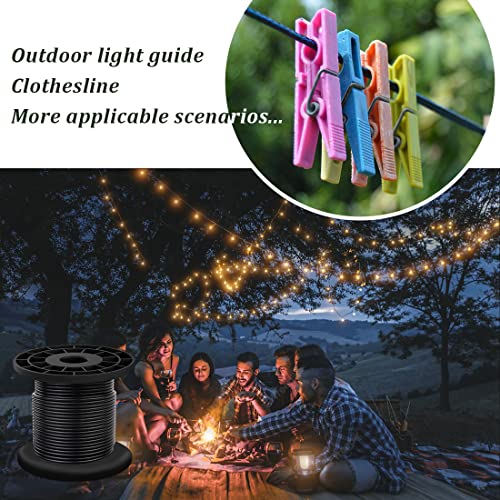 304 Stainless Steel Wire Rope Cable 3/32, Black Vinyl Coated - Outdoor Light Guide Wire for String Lights, Clotheslines - 1/16 Inch Overmolded to 3/32 Inch, 100ft - size: 100FT