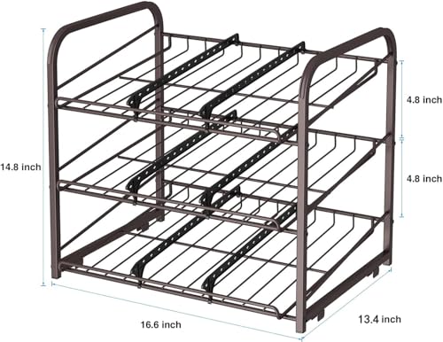 Can Rack Organizer,3 Tier Stackable Can Storage Dispenser,Bronze - color: Brown