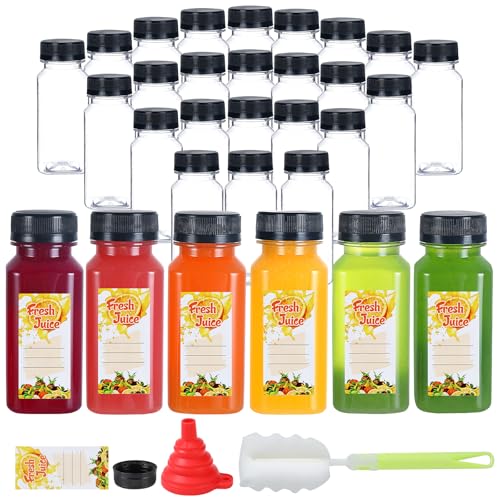 30pcs 6oz Empty Plastic Juice Bottles with Tamper Evident Caps - size: 6 ounces