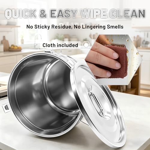 304 Stainless Steel Airtight Food Storage Container with Locking Lid & Clips 8.72gal/33L Large Kitchen Jar for Rice, Flour, Sugar, Grain, Coffee Beans - size: 33L