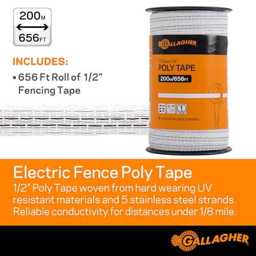 Gallagher S20 Solar Electric Fence Charger with Polywire and Polytape | Complete Electric Fence Kit with High-Visibility Top Strand for Livestock, Gardens, and Predator Control