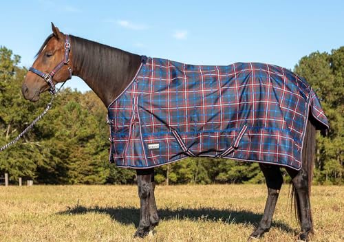 Jeffers Poplar Head 600 Denier Horse Turnout Blanket, 75" - Navy & Merlot - size: 75 in
