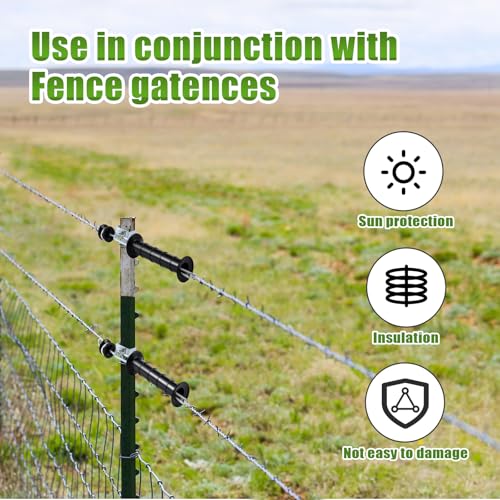 Electric Fence Gate Handle Kit T Post Insulator Spring Gate Handle Set for Horse Cattle Farm Fencing Easy Install Shock Protection(9 Pcs)