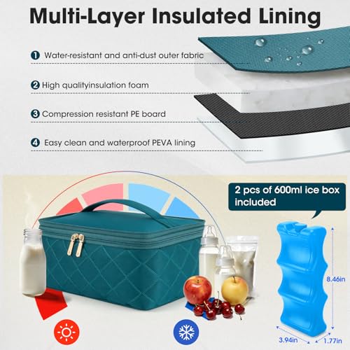 RAINSMORE Wearable Breast Pump Bag, Breast Milk Cooler Travel Bag,Green - color: Dark Green