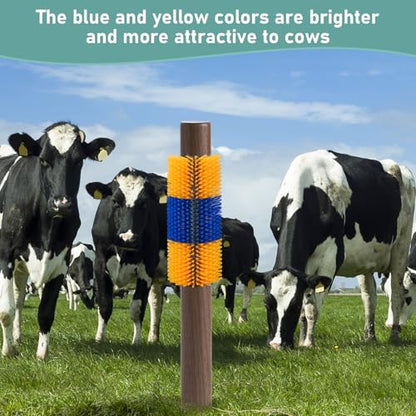 Livestock Scratch Brush, Horse Brushes Cow Scratcher, Full Massage Grooming Brush Kit, Horse Grooming Kit, Relieve Itching on the Back for Horse, Cow, Goat, Pig (Blue-Yellow)