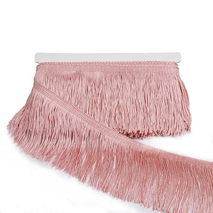 Chainette Fringe Trim 5 Yard x 4 Inches Fabric Tassel Trims - color: Pink, size: 4"-5Yards/R