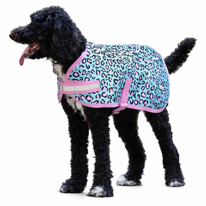 Jeffers Expression Dog Coat Waterproof Ripstop Winter Jacket 30" – 240g Insulated Blanket, Adjustable Belly & Chest Straps, Reflective Strips, Small to Large Breeds, Outdoor & Travel - Party Cheetah - color: Party Cheetah, size: 30"