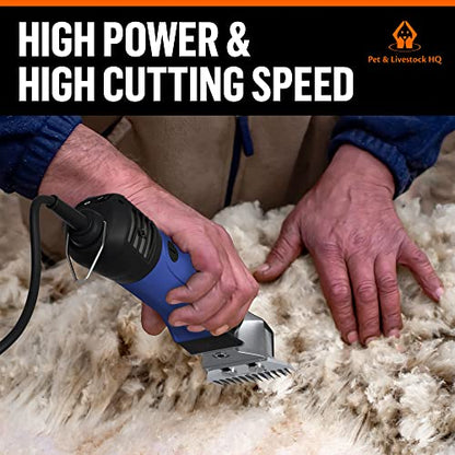 Sheep Shears Electric Clippers 2500RPM, 6-Speed Control - Heavy Duty Livestock Grooming Kit for Sheep, Goats, Alpacas, Llamas - Case, Low Vibration, 18.3ft Cord (2 Blades Included) - size: 2 Blades Included