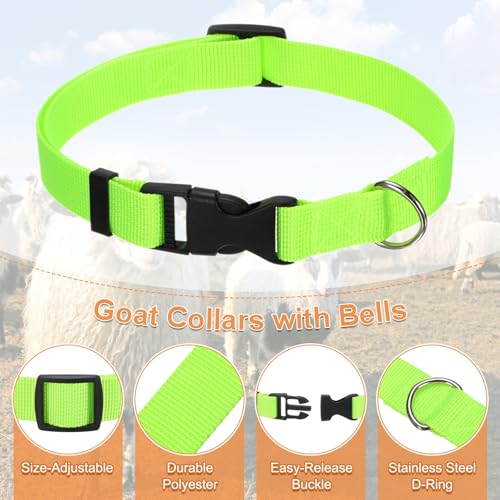 M METERXITY 3-Pack Goat Collars with Bells Polyester Green - color: Green