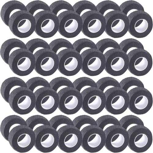 IndigoCase 48 Pack Self Adhesive Bandage Wrap 1 Inch x 5 yd Elastic Tape - color: Black, size: 1 Inch - 48 Pack