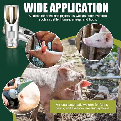 20 Pack Pig Water Nipple, 1/2" NPT Automatic Pig Nipple Waterer | Stainless Steel, Pig Water Feeder, Pig Waterer for Sows Piglets Drinking, Nipple Drinker