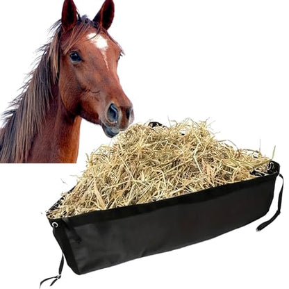 Horse Corner Feeder Construct Large Capacity Hay Bag for Goats Deep Corner Hay Bag for Horse Trailer Stall, Black