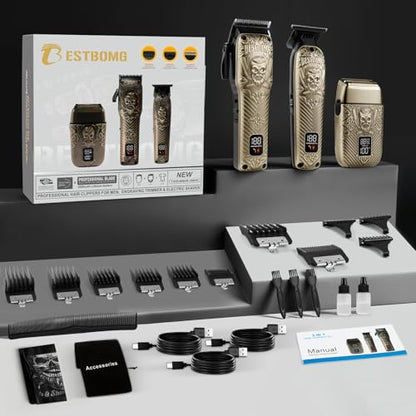 BESTBOMG® Hair Clippers for Men, Clipper, Trimmer & Shaver Set, BS-808DR - color: Bronze