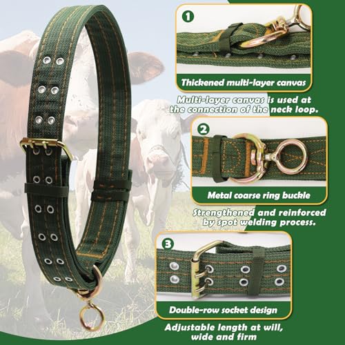 51.2 Inch Heavy Duty Adjustable Cow Collar with Anti-Lost Cow Bell - size: 51.2 Inch