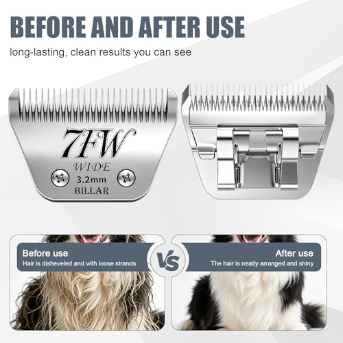 BILLAR 4Pack Dog Grooming Wide Blade,Detachable Pet Dog Grooming Blades,Compatible with Andis,Oster A5,Wahl km10 Clippers.（3FW+4FW+5FW+7FW） - size: 3+4+5+7FW