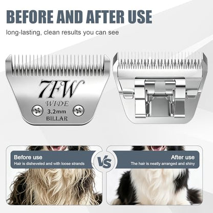 BILLAR 4Pack Dog Grooming Wide Blade,Detachable Pet Dog Grooming Blades,Compatible with Andis,Oster A5,Wahl km10 Clippers.（3FW+4FW+5FW+7FW） - size: 3+4+5+7FW