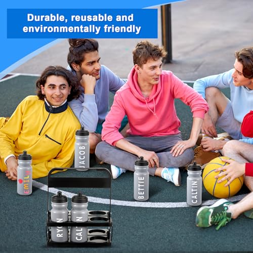 Suclain Squeeze Water Bottles with Carrier, 7 Pcs, Grey - color: Grey