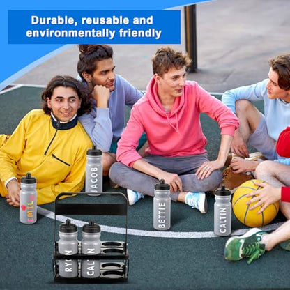 Suclain Squeeze Water Bottles with Carrier, 7 Pcs, Grey - color: Grey