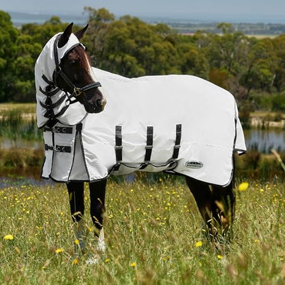 WeatherBeeta ComFiTec Sweet Itch Shield Fly Sheet Combo, White/Charcoal, 81" - size: 81"
