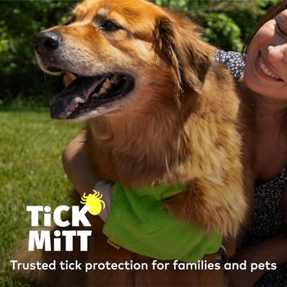 TiCK MiTT Green Tick Removal Glove: Gently Remove Ticks from Humans & Pets - Chemical-Free, Durable, Portable, Easy to Use Tick Management Tool for Outdoor Adventures & Everyday Use - color: Green