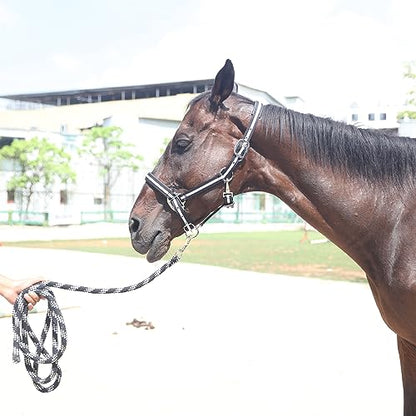 Adjustable Horse Halters - Heavy Duty Nylon Webbing & Hardware, Padded with Anti Chafing Foam-Cushioned on Crown & Nose - color: Black, size: Full