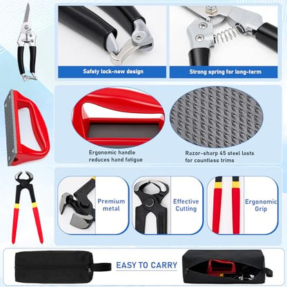 7pcs 8" Farrier Tool Kit, Hoof Rasp Nipper Trimmer Livestock Sling - style: Essential Hoof Care Kit