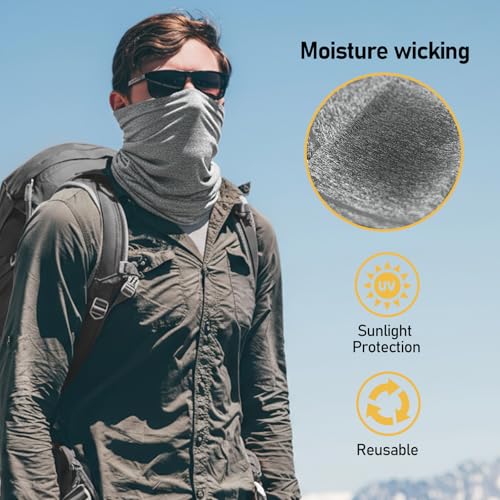 TICONN Neck Gaiter for Men Women, Cooling Bandana Face Mask Cover Gator - color: Heather Gray-4pk, style: Quick Dry