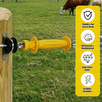 6 Pack Yellow Rubber Insulated Gate Handle Set – Heavy-Duty Electric Fence Handle, High-Visibility Durable Rubber, Weatherproof Safety Connector for Farm & Ranch Electric Fencing - color: 6-Pack