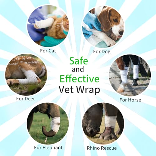 12 Pack Cling Gauze Rolls 6 Inch x 5 Yard, White Rolled Gauze Wraps Vet Wrap for Horses, Pure Cotton Bandage Wrap for First Aid Medical, Wound Care, Pet Dressings, Medical Supplies - size: 12 Pack-6in