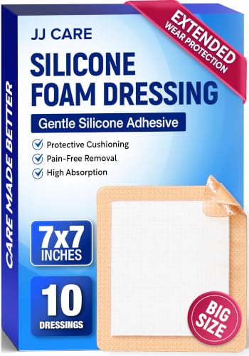 10Pcs Silicone Foam Dressing | 7x7 Bed Sore Bandages | Wound Care FSA&HSA - size: 7x7 10ct