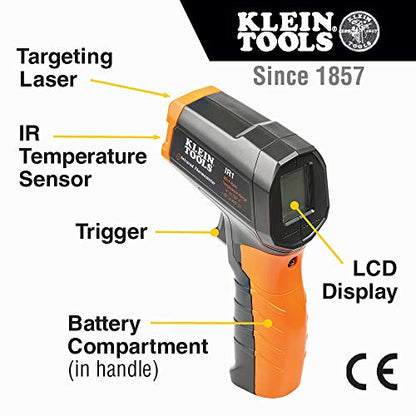 Klein Tools IR1 Infrared Thermometer, Digital Laser Gun is Non-Contact Thermometer with a Temperature Range -4 to 752-Degree Fahrenheit - style: IR Thermometer
