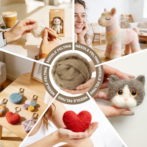3.4oz Needle Felting Wool Military Olive for DIY Needle Craft Enthusiasts - color: Military Olive