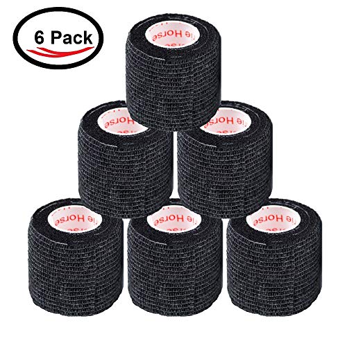 2 Inch Self Adhesive Bandage Wrap & Athletic Tape - 6Pk, Black - color: Black, size: 6 Rolls