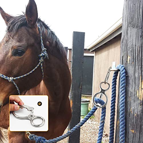 2pcs Horse Tie Ring, Heavy Duty Stainless Steel Tie Ring Horse Training Equipment with Eye Bolt,Quick snap,Humane and Safe Tie Way - style: Silver-2PCS
