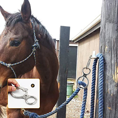 2pcs Horse Tie Ring, Heavy Duty Stainless Steel Tie Ring Horse Training Equipment with Eye Bolt,Quick snap,Humane and Safe Tie Way - style: Silver-2PCS