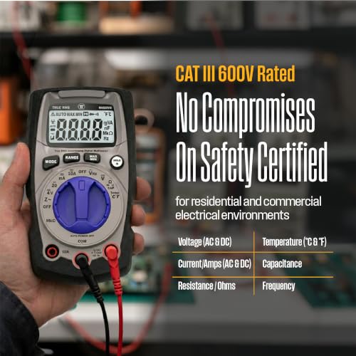 Westinghouse 600V True RMS Auto-Ranging Digital Multimeter, AC/DC Voltmeter & 10A Current, Continuity, Frequency, Temperature, Diode, Ohm, Resistance, Capacitor Tester - style: 600V
